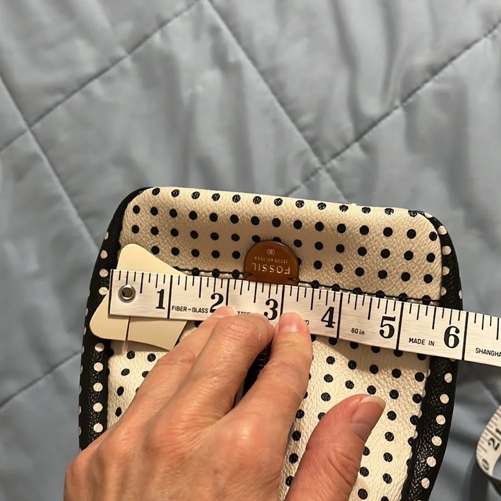 Fossil Black and White Polka Dot Bag with Tan Accents - Picture 14 of 14
